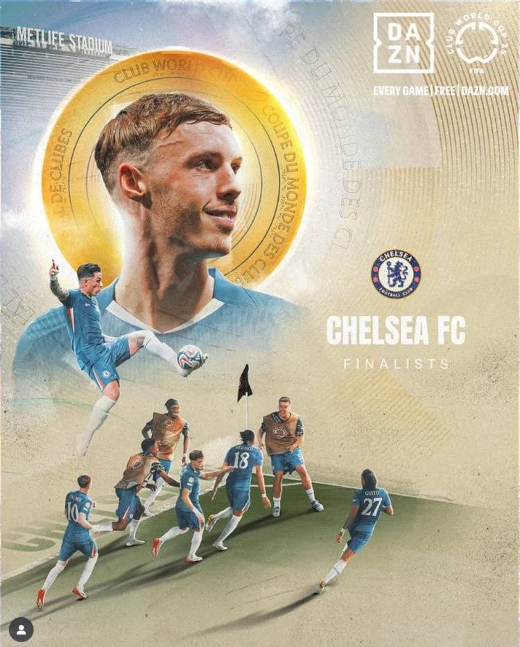 淘汰弗鲁米嫩塞！世俱杯官方晒切尔西晋级决赛海报：帕尔默主角